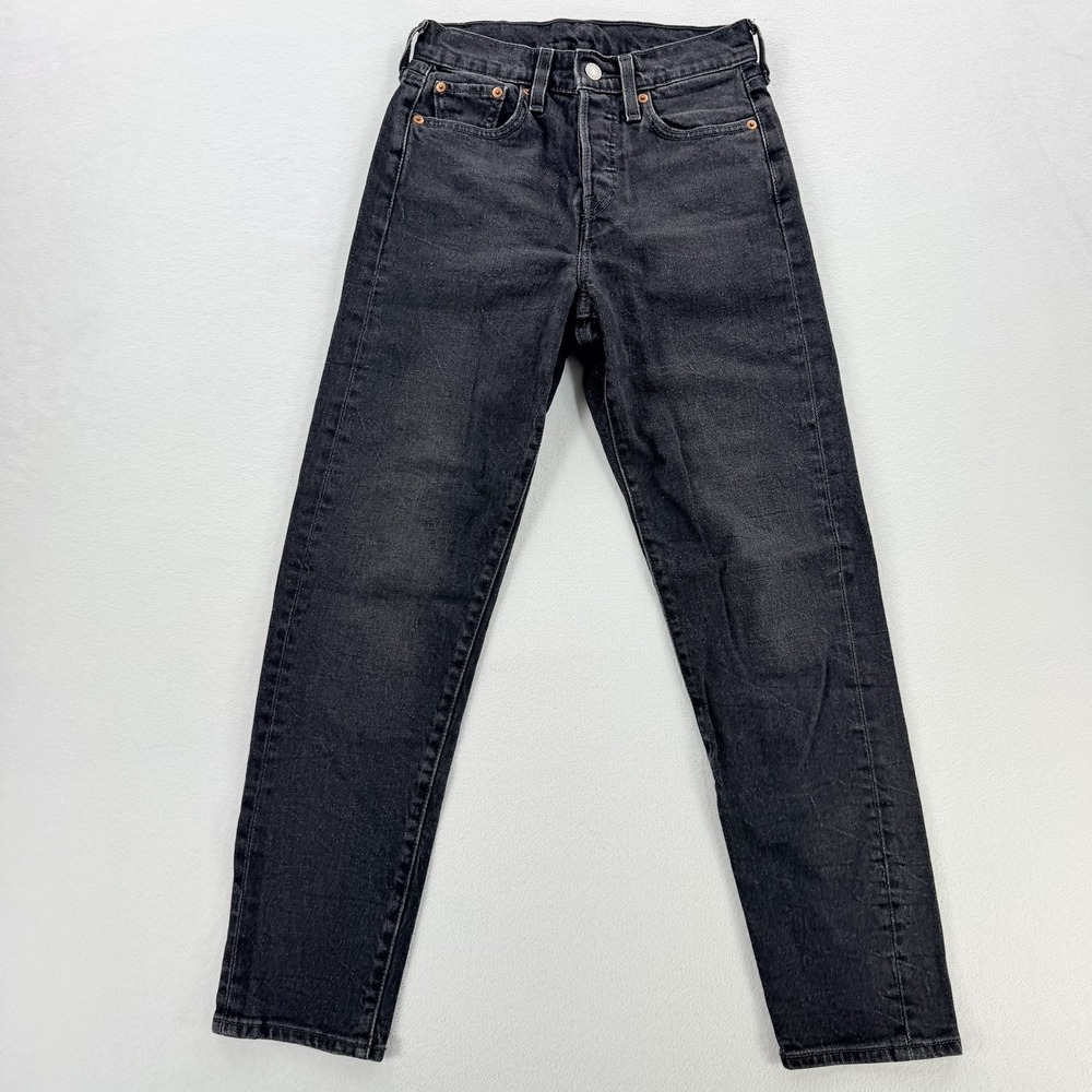 Levi's Jeans Womens W25 L28 Charcoal High Rise Slim Straight Denim Button Fly